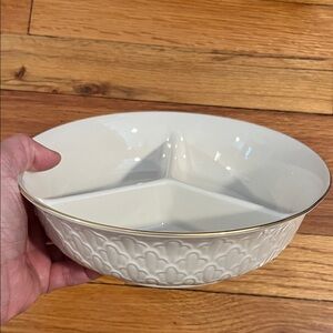 Lenox cream and Gold Trim Three-Compartment Serving Platter